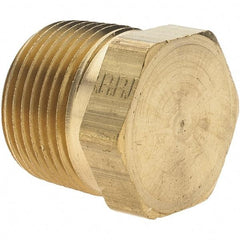 Parker - 3/4 Male Thread, Brass Industrial Pipe Hex Head Plug - MNPTF, 1,000 psi - Apex Tool & Supply
