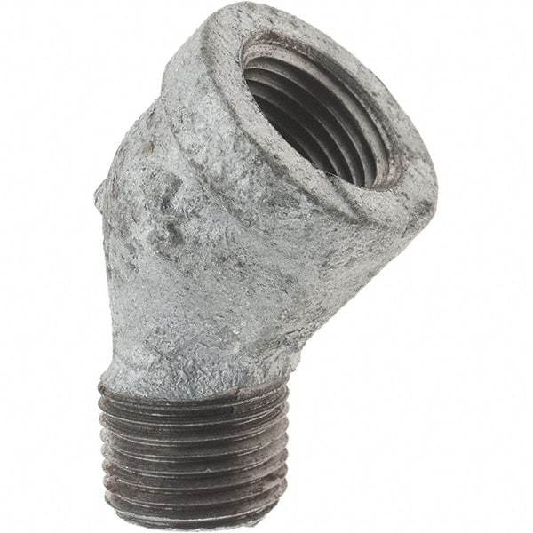 Value Collection - Class 150, 1/2" Galvanized Pipe 45° Street Elbow - Threaded, Malleable Iron - Apex Tool & Supply