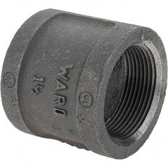 Value Collection - Size 1-1/2", Class 150, Malleable Iron Black Pipe Coupling (Right Hand) - 150 psi, Threaded End Connection - Apex Tool & Supply
