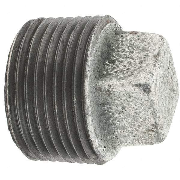 Value Collection - Class 150, 1" Galvanized Pipe Square Plug - Threaded, Malleable Iron - Apex Tool & Supply