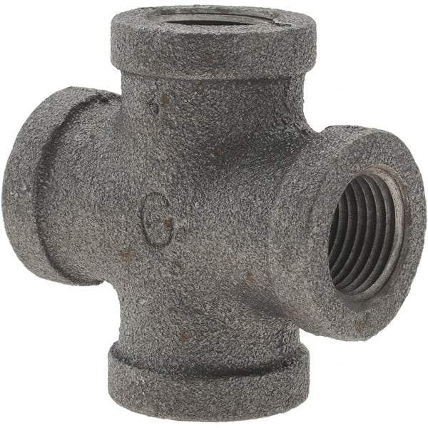 Value Collection - Size 3/8", Class 150, Malleable Iron Black Pipe Cross - 150 psi, Threaded End Connection - Apex Tool & Supply