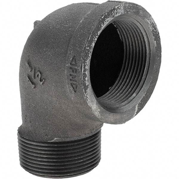 Value Collection - Size 1-1/2", Class 150, Malleable Iron Black Pipe 90° Street Elbow - 150 psi, Threaded End Connection - Apex Tool & Supply