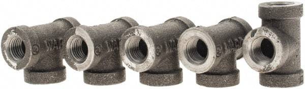 Value Collection - Size 1/4", Class 150, Malleable Iron Black Pipe Tee - 150 psi, Threaded End Connection - Apex Tool & Supply