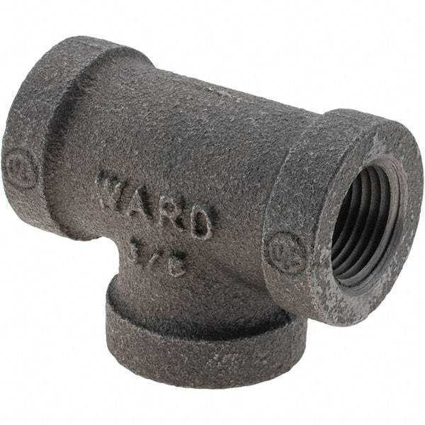 Value Collection - Size 3/8", Class 150, Malleable Iron Black Pipe Tee - 150 psi, Threaded End Connection - Apex Tool & Supply