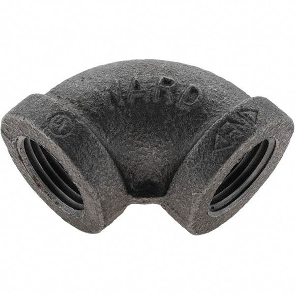 Value Collection - Size 1/2", Class 150, Malleable Iron Black Pipe 90° Elbow - 150 psi, Threaded End Connection - Apex Tool & Supply