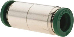 Parker - 3/8" Outside Diam, Nickel Plated Brass Push-to-Connect Tube Union - 300 Max psi, Tube to Tube Connection, Nitrile O-Ring - Apex Tool & Supply