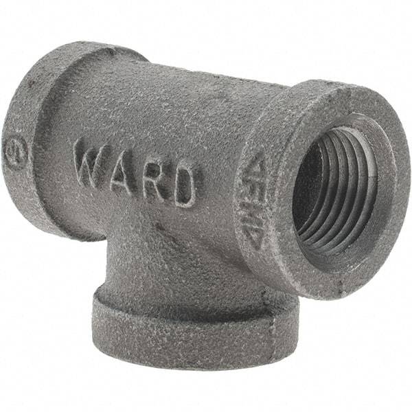 Value Collection - Size 1/2", Class 150, Malleable Iron Black Pipe Tee - 150 psi, Threaded End Connection - Apex Tool & Supply