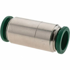Parker - 1/2" Outside Diam, Nickel Plated Brass Push-to-Connect Tube Union - 300 Max psi, Tube to Tube Connection, Nitrile O-Ring - Apex Tool & Supply