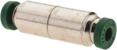 Parker - 1/8" Outside Diam, Nickel Plated Brass Push-to-Connect Tube Union - 300 Max psi, Tube to Tube Connection, Nitrile O-Ring - Apex Tool & Supply