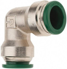 Parker - 1/2" Outside Diam, Nickel Plated Brass Push-to-Connect Tube Union Elbow - 300 Max psi, Tube to Tube Connection, Nitrile O-Ring - Apex Tool & Supply
