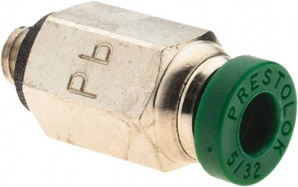 Parker - 5/32" Outside Diam, 10-32 UNF, Nickel Plated Brass Push-to-Connect Tube Male Connector - 300 Max psi, Tube to Male UNF Connection, Nitrile O-Ring - Apex Tool & Supply