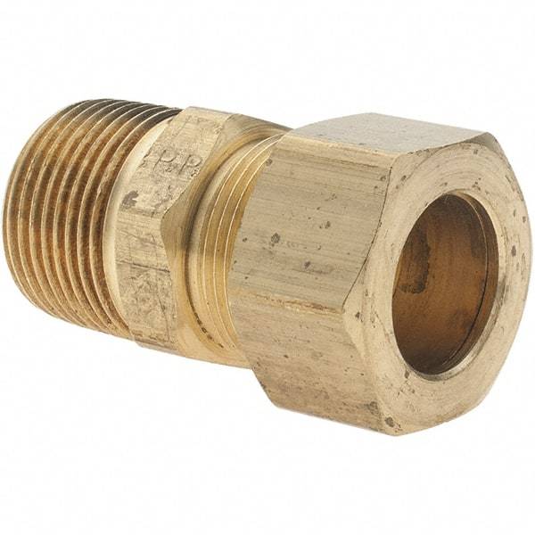 Parker - 3/4" OD, Brass Male Connector - 100 Max Working psi, Comp x MNPT Ends - Apex Tool & Supply