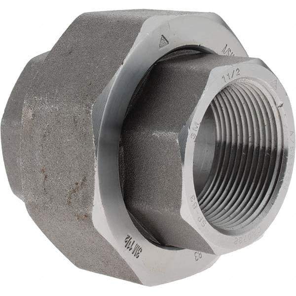 Value Collection - Size 1-1/2", Class 3,000, Forged Carbon Steel Black Pipe Union - NPT End Connection - Apex Tool & Supply