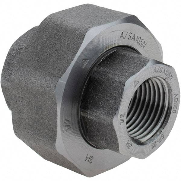 Value Collection - Size 1/2", Class 3,000, Forged Carbon Steel Black Pipe Union - NPT End Connection - Apex Tool & Supply