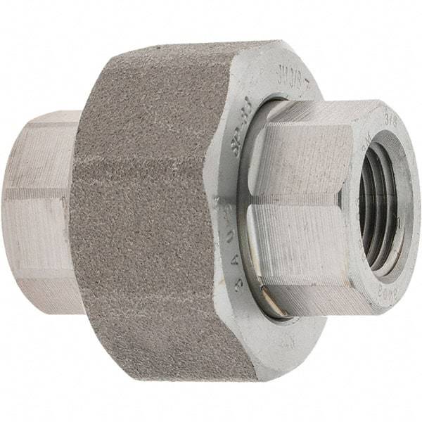 Value Collection - Size 3/8", Class 3,000, Forged Carbon Steel Black Pipe Union - NPT End Connection - Apex Tool & Supply