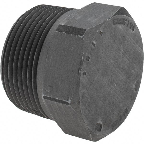 Value Collection - Size 1-1/4", Class 3,000, Forged Carbon Steel Black Pipe Hex Plug - NPT End Connection - Apex Tool & Supply