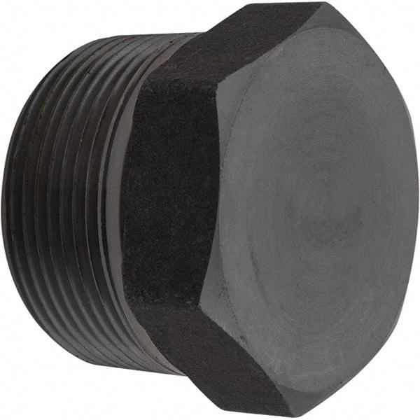 Value Collection - Size 1-1/2", Class 3,000, Forged Carbon Steel Black Pipe Hex Plug - NPT End Connection - Apex Tool & Supply