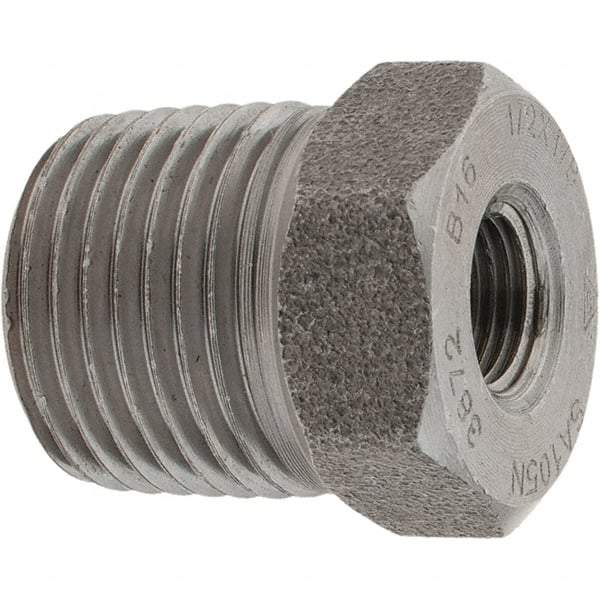 Value Collection - Size 1/2 x 1/8", Class 3,000, Forged Carbon Steel Black Pipe Bushing - NPT End Connection - Apex Tool & Supply