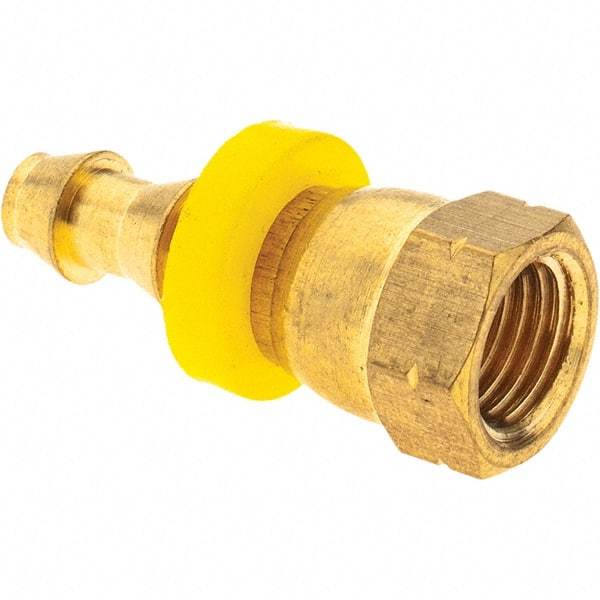 Value Collection - 1/4" ID 1/4 UNF Barbed Push On Female Swivel - Brass - Apex Tool & Supply