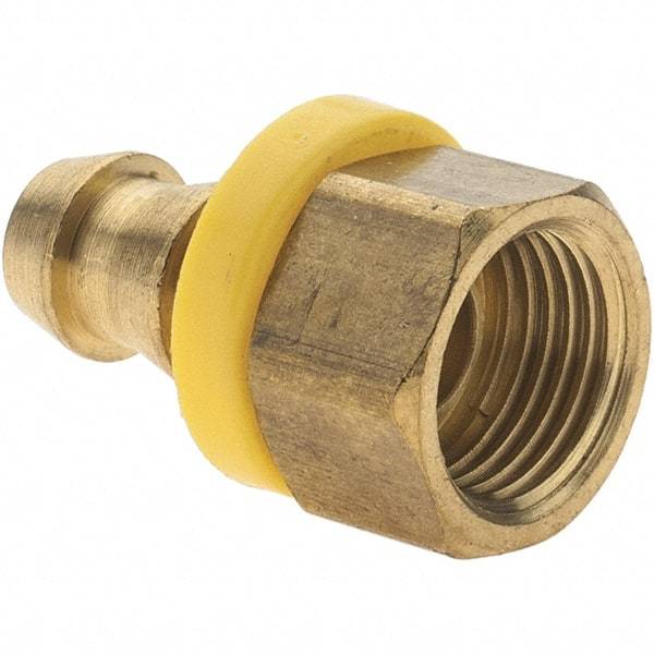 Value Collection - 3/8" ID 3/8 UNF Barbed Push On Inverted Female Rigid Fitting - Brass - Apex Tool & Supply