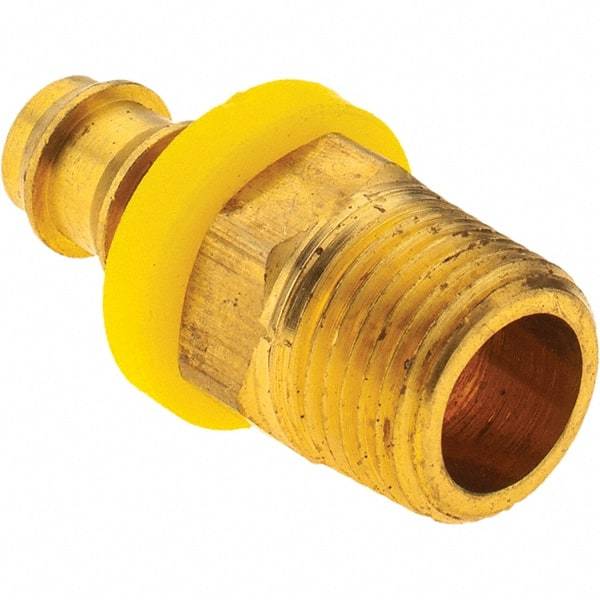 Value Collection - 3/8" ID 3/8 NPT Barbed Push On Male Fitting - Brass - Apex Tool & Supply