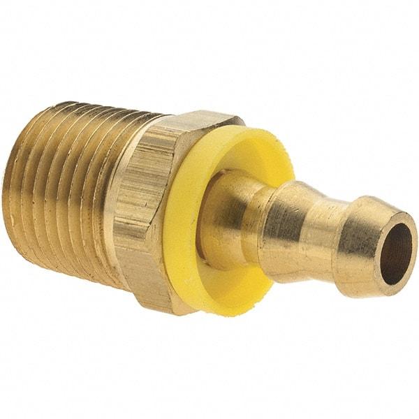 Value Collection - 3/8" ID 1/2 NPT Barbed Push On Male Fitting - Brass - Apex Tool & Supply
