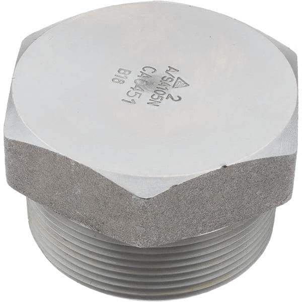 Value Collection - Size 2", Class 3,000, Forged Carbon Steel Black Pipe Hex Plug - NPT End Connection - Apex Tool & Supply