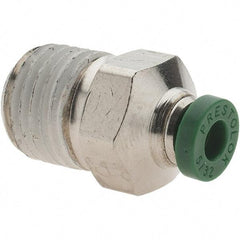 Parker - 5/32" Outside Diam, 1/4 NPTF, Nickel Plated Brass Push-to-Connect Tube Male Connector - 300 Max psi, Tube to Male NPT Connection, Nitrile O-Ring - Apex Tool & Supply
