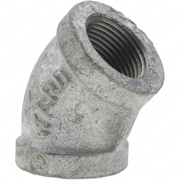 Value Collection - Class 150, 3/4" Galvanized Pipe 45° Elbow - Threaded, Malleable Iron - Apex Tool & Supply