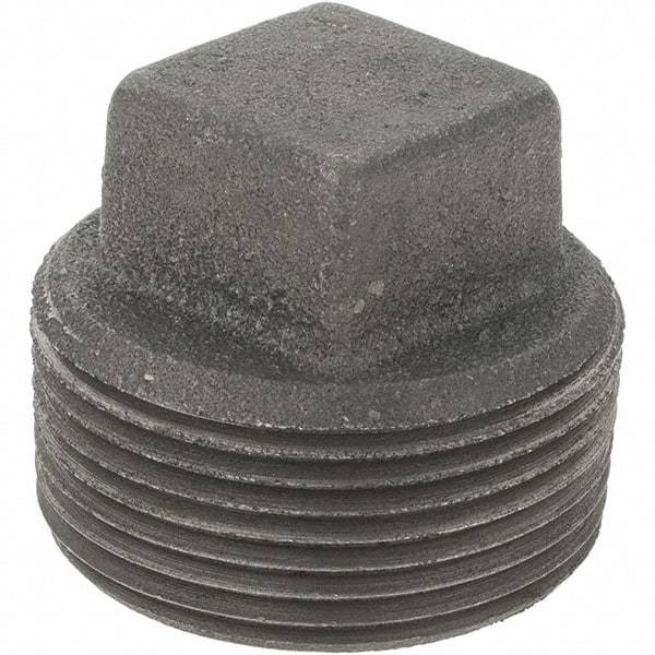 Value Collection - Size 1-1/4", Class 150, Malleable Iron Black Pipe Square Plug - 150 psi, Threaded End Connection - Apex Tool & Supply