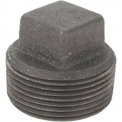 Value Collection - Size 1-1/4", Class 150, Malleable Iron Black Pipe Square Plug - 150 psi, Threaded End Connection - Apex Tool & Supply