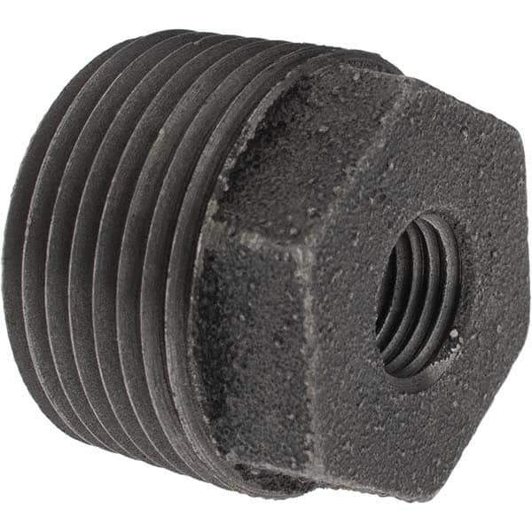 Value Collection - Class 150, 1 x 1/4" Black Pipe Hex Bushing - Threaded, Malleable Iron - Apex Tool & Supply