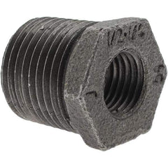 Value Collection - Size 1/2 x 1/4", Class 150, Malleable Iron Black Pipe Hex Bushing - 150 psi, Threaded End Connection - Apex Tool & Supply