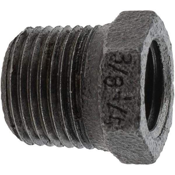 Value Collection - Size 3/8 x 1/4", Class 150, Malleable Iron Black Pipe Hex Bushing - 150 psi, Threaded End Connection - Apex Tool & Supply
