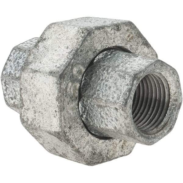 Value Collection - Class 150, 3/8" Galvanized Pipe Union - Threaded, Malleable Iron - Apex Tool & Supply