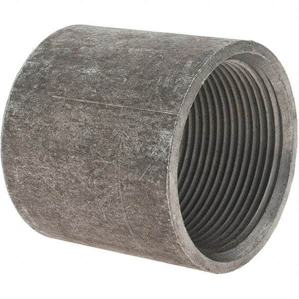 Value Collection - Size 1-1/2", Class 150, Malleable Iron Black Pipe Coupling - 150 psi, Threaded End Connection - Apex Tool & Supply