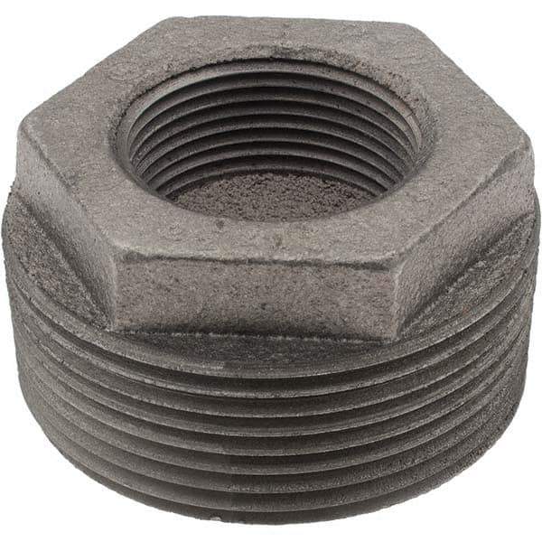 Value Collection - Size 2-1/2 x 1-1/4", Class 150, Malleable Iron Black Pipe Hex Bushing - 150 psi, Threaded End Connection - Apex Tool & Supply