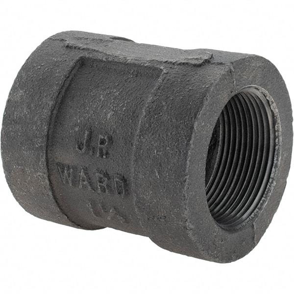 Value Collection - Size 1-1/2", Class 300, Malleable Iron Black Pipe Coupling - 300 psi, Threaded End Connection - Apex Tool & Supply
