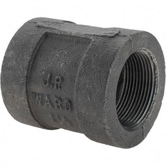 Value Collection - Size 1-1/2", Class 300, Malleable Iron Black Pipe Coupling - 300 psi, Threaded End Connection - Apex Tool & Supply