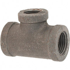 Value Collection - Size 1/2 x 1/2 x 3/8", Class 150, Malleable Iron Black Pipe Reducing Tee - 150 psi, Threaded End Connection - Apex Tool & Supply