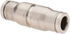 Parker - 1/4" Outside Diam, Nickel Plated Brass Push-to-Connect Tube Union - 435 Max psi, Tube to Tube Connection, FKM O-Ring - Apex Tool & Supply