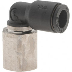 Parker - 1/4" Outside Diam, 1/8 NPT, Nylon Push-to-Connect Tube Female Elbow - 290 Max psi - Apex Tool & Supply
