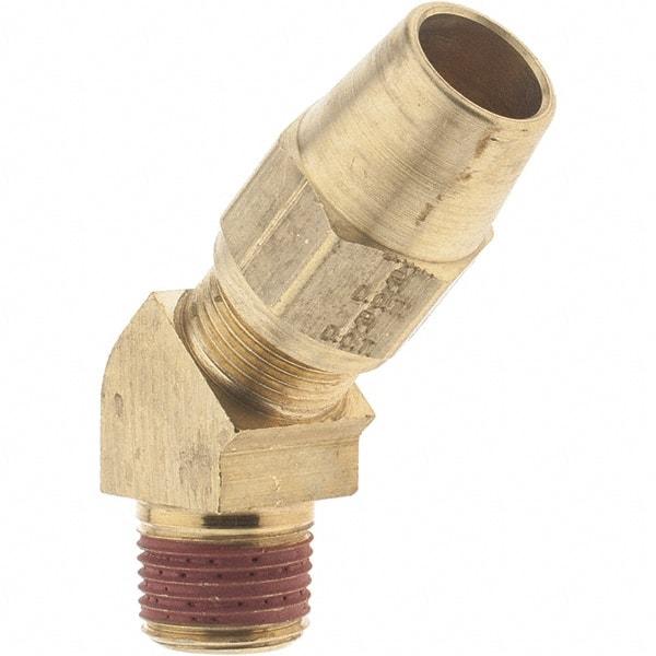 Parker - 1/2" OD, Brass Male 45° Elbow - 400 Max Working psi, - Apex Tool & Supply