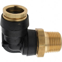 Parker - 5/8" Outside Diam, 1/2 Thread, Brass Push-to-Connect Tube Male Elbow - 250 Max psi, Tube to Male NPT Connection - Apex Tool & Supply