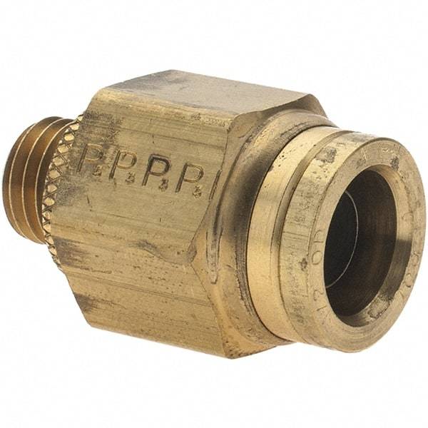 Parker - 1/2" Outside Diam, M12 Metric, Brass Push-to-Connect Tube Connector - 250 Max psi, Tube to Metric Thread Connection, Buna-N O-Ring - Apex Tool & Supply