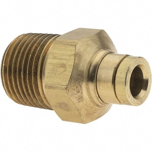 Parker - 1/4" Outside Diam, 3/8 NPT, Metal Push-to-Connect Tube Male Connector - 250 Max psi, Tube to Male NPT Connection, Buna-N O-Ring - Apex Tool & Supply