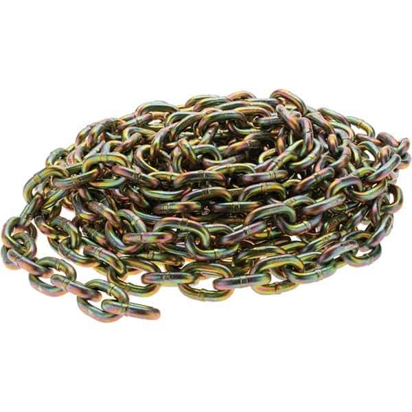 Value Collection - 5/16" Welded Transport Chain - 4,700 Lb Capacity, Grade 70, 25' Long, Yellow Chromate Finish - Apex Tool & Supply