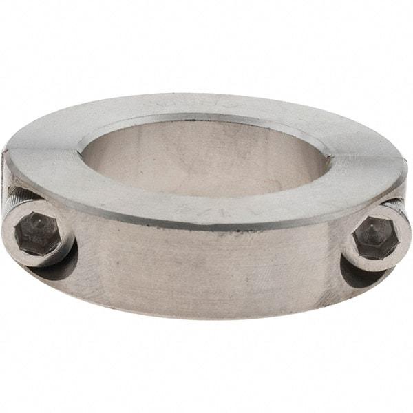 Value Collection - 1-1/4" Bore, Stainless Steel, Two Piece Shaft Collar - 2-1/16" Outside Diam, 1/2" Wide - Apex Tool & Supply