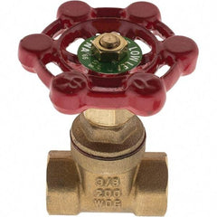 Value Collection - 3/8" Pipe, FNPT x FNPT Bronze Solid Wedge Gate Valve - 200 WOG, 125 WSP, For Use with Plumbing Application - Apex Tool & Supply