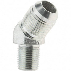 Value Collection - 5/8" Tube OD, 37° Steel Flared Tube 45° Elbow - 7/8-14 x 3/8-18 NPTF, Flare x NPTF Ends - Apex Tool & Supply